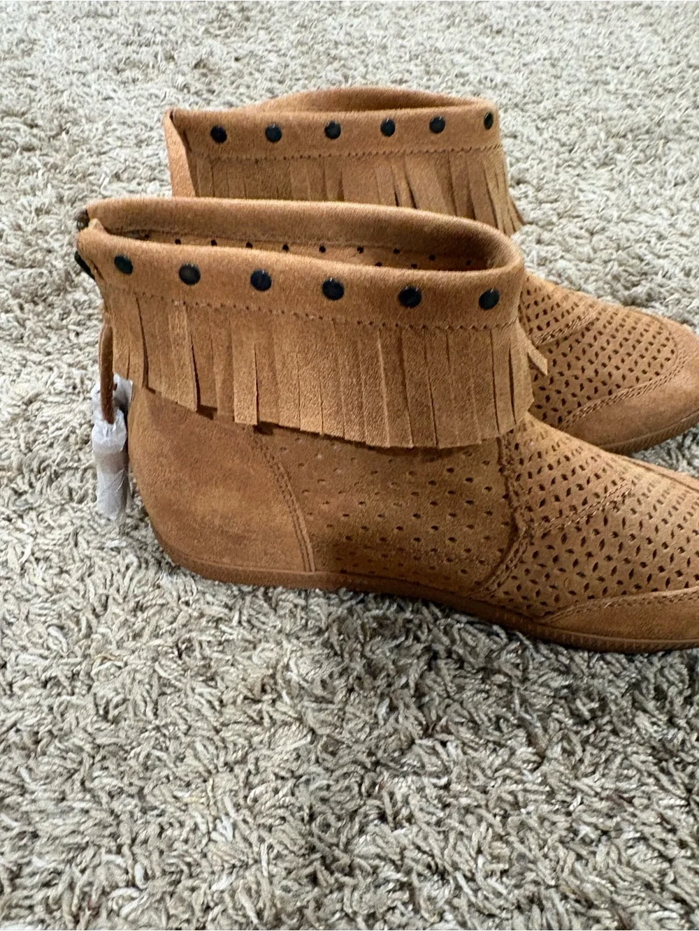 OTBT Stanton Moccasin Fringe Wedge Bootie 8.5